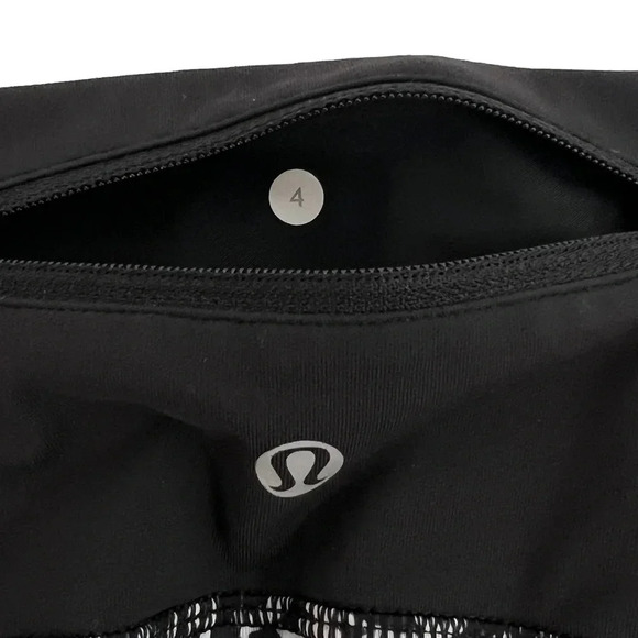 Lululemon Pace Pusher Crop Mini Brushed Leggings Black/White Capri Active Size 4 - Picture 10 of 11